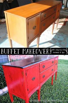 Buffet Reveal: Distressing Painted Furniture with Stain via Top 60 Furniture Makeover DIY Projects and Negotiation Secrets