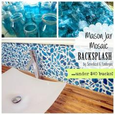 DIY Mason Jar Mosaic Backsplash Tutorial ... for under $40 bucks! (Sawdust &amp; Embryos)