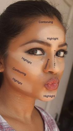 HOW TO CONTOUR YOUR FACE LIKE KIM KARDASHIAN! Apply To These Areas And Blend With A Sponge- LIKE!!!!