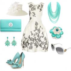 White and turquoise for the evening, gorgeous.