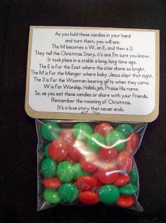 "M & M Christmas Story: I've never seen this before, what a GREAT idea!!"