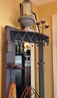 Door shelf, reclaimed door, vintage door, entry way shelf