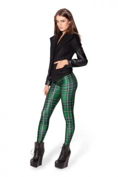 Green Plaid Print leggings