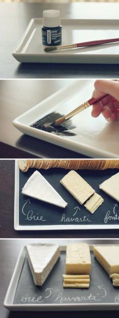 Chalkboard Serving Platter - fun for a cheese and wine party #entertaining #fallessentials