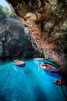 Turquoise Cave, Melissani Lake, Greece #travelnewhorizons