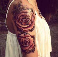 #girl #inked #roses #sleeve