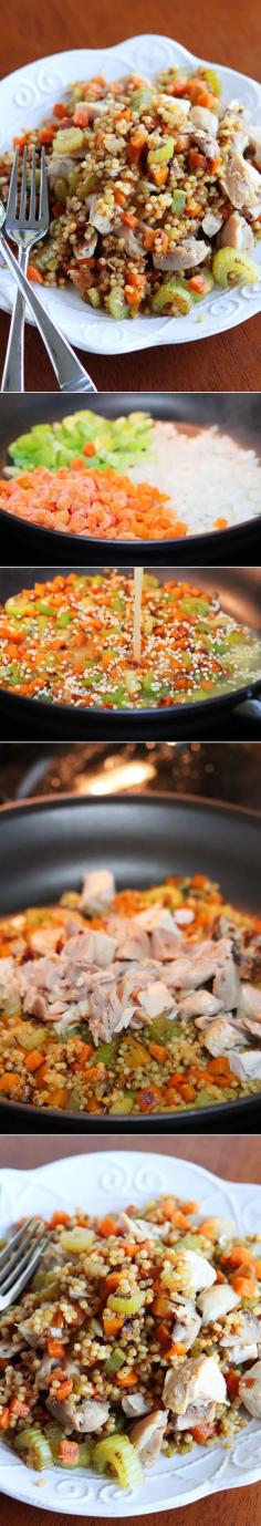 Easy Chicken and Couscous Skillet Dinner.