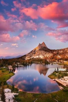 Yosemite at sunset -- Cathedral Lake