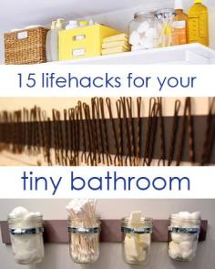 15 Lifehacks For Your Tiny Bathroom.    You won't want to do all of these at once, but if you pick one or two of them, you might be surprised at how much your life improves. Or just feel proud that you did something productive.