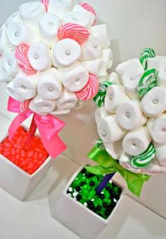 White Green or Pink Marshmallow  Lollipop Candy Land Centerpiece Topiary Tree, Candy Buffet Decor, Wedding, Mitzvah, on Etsy, $49.99