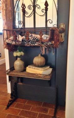 Door shelf, reclaimed door, vintage door, entry way shelf