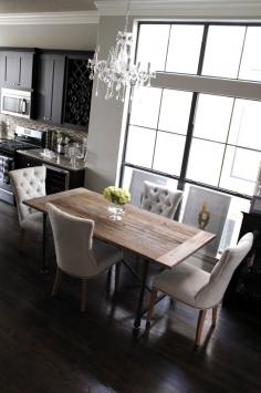 Veronika's Blushing: Home Updates: Restoration Hardware Curtains for the Kitchen & Dining Room table