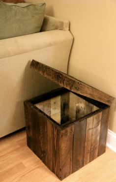Storage Cubed Ottoman made from Pallet Wood - Stained