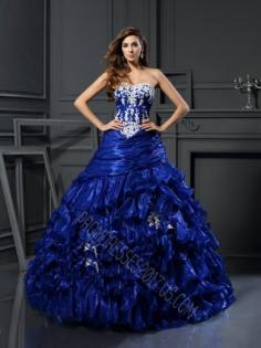 Ball Gown Sweetheart Tulle Beading Floor-Length Applique Dresses