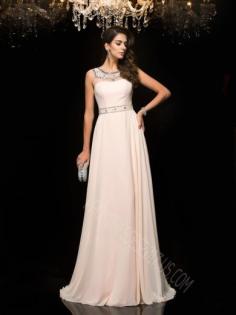 Scoop Beading Chiffon Floor-Length Dresses