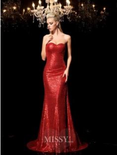 Sheath/Column Sleeveless Sweetheart Sequin Sweep/Brush Train Sequins Dresses