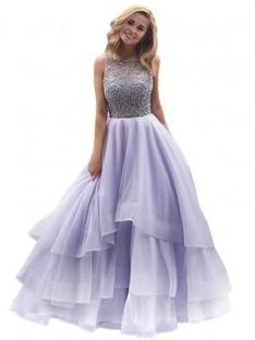 Ball Gown Scoop Sleeveless Floor-Length Organza Dresses