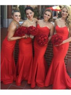 Mermaid Sweetheart Sleeveless Sweep/Brush Train Satin Bridesmaid Dress