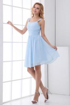 Robe de soirée bleu courte simple pour mariage