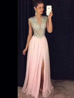 A-Line Sleeveless Bateau Chiffon Sequin Floor-Length Traditional Dresses