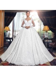 Luxury Brautkleider A Linie Spitze Hochzeitskleider Mit Ärmel