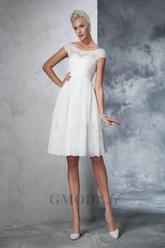 Robe courte de mariée pas cher de princesse manche courte