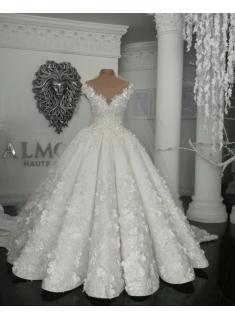 Designer Brautkleider Mit Spitze Blumen Weiße Hochzeitskleider online