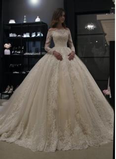 Elegante Brautkleider Prinzessin | Hochzeitskleid Mit Spitzenärmeln