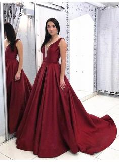 Abendkleider Lang Bordeaux | Schlichtes Abendkleid Weinrot