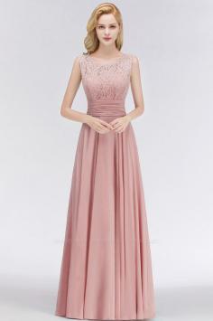 Lace Jewel Sleeveless Bridesmaid Dress | BmBridal