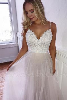 Wunderschone Hochzeitskleider A-Linie | Elegantes Brautkleider Tull Lang | Babyonlinewholesale