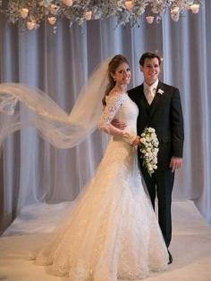 Elegante Brautkleider Mit Spitze Bateau , Hochzeitskleid Spitze Lange armel Online Kaufen | Babyonlinewholesale