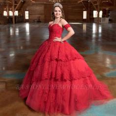 Elegante Rote Abendkleider A-Linie | Wunderschone Quinceauera Abendkleider Bodenlang | Babyonlinewholesale