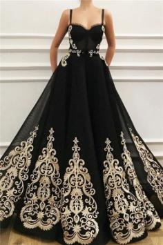 Elegante Abendkleider Lang Schwarz | Abiballkleider mit Spitze