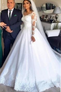 Elegante Brautkleider A Linie | Hochzeitskleider mit Spitze Ãrmel