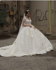 Prinzessin Hochzeitskleider mit SpitzeÃ¤rmel | Brautmoden Online Kaufen