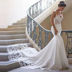 Elegante Brautkleid WeiÃ | Hochzeitskleid Meerjungfrau Mit Spitze
