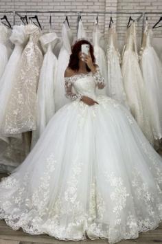 Elegante Brautkleider mit Ãrmel | Hochzeitskleider Prinzessin Spitze