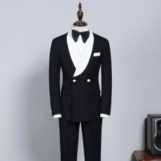 New Black And White Best Fitted Bespoke Wedding Suit For Grooms