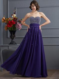 A-Linie Prinzessin Reißverschluss Empire Taille Chiffon Abendkleid