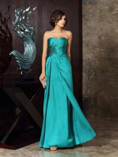 Herz-Ausschnitt Chiffon Bodenlanges Brautmutterkleid mit Applike mit Empire Taille