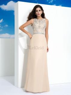 Schaufel-Ausschnitt A-Linie Chiffon Abendkleid