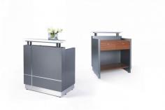 GP Receptionist Small Reception Counter

Product Features
Elegant and versatile. Ideal for retailers.
Desktop: with two lockable drawers
Jade white stone hob and stainless steel kick plate for added style.
Counter body available in 2 colours; metallic grey with feature aluminium strips or High gloss white with feature aluminium strips.
Dimension: 880 or 1200W x 690D x 1150H mm
Flat Pack, Assembly is required