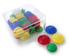 VI Whiteboard Magnets Assorted

Features
48 button magnets supplied in a handy perspex box
4 colours (red, blue, green, yellow)
4 each colour in 3 sizes : 20, 30 & 40mm