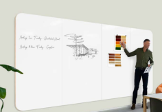 VC Skändi Birch Ply Frameless Magnetic Sistem Whiteboard

Bring unique design to your space with the Skändi Range. Whiteboard systems that offer simple design consistency.

The magnetic writing surface is laid upon solid Scandinavian plywood made for architectural joinery applications. This product has a warm, light coloured appearance and intricate grain detail finished in a beautiful smooth natural waxed edge. The Skändi is a stylish natural-looking piece that works well in any space

Features :

Sophisticated writing solutions.
Stylish, fixed and flexible.
Natural waxed plywood edge
Rounded radius corners
Magnetic dry wipe writeable surface
Split batten mounting system
12.6mm thickness
5 year warranty
** Minimum order for SKD1200-O and SKD1800-O is 2