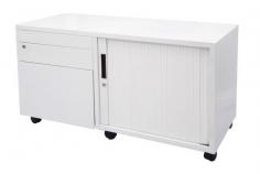 RL Steel Mobile Caddy

The Rapidline Mobile Caddy allows personal storage at the Workstation. Ideal for users with a permanent workstation or Hot Desk users.

The unit is fully lockable and has a Flush Front mobile pedestal and a Tambour door section with a centre shelf.

Optional seat pad available to use as a visitors seat . Backed by a 10 year warranty.

Features

ully Lockable
Master Key locking series
Flush Front Mobile Pedestal
Tambour Door Section With Centre Shelf
Ball bearing runners to drawers
Available in Right or Left sided Tambour Door
Dimensions: 1050mm(w) 460mm(d) 570mm(h)