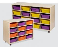 VC Tote Oak Mobile Storage Trolley

Our Tote Tray Trolleys are perfect to use with our Tote Trays (ETT). Mix and match our Tote Tray colours to create a stimulating learning space. The perfect storage solution for the classroom!

Features
Constructed from structural MDF and mounted on lockable castors.
Available as 12 and 16 storage unit bays
Tray Size: 43cmL x 32cmW x 12.5cmH
Flatpack, assembly required
Dimension (mm):
12 Bay Size: 118cmW x 45cmD x 86cmH
16 Bay Size: 144cmW x 45cmD x 86cmH