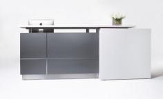 GP Calvin Reception Counter in 2 Pack Finish with Stone Hob

Product Features
Stylish contemporary design with quality materials and fittings.
Counter Body – Metallic grey with matt white feature panel 2 Pack finish with aluminium trim lines and stainless steel kick plate
Desk Top – Matt teak or white melamine desktop
Hob Top – Jade White stone hob supported on chrome pillars
White Feature Panel – LHS or RHS
Assembly: Experience commercial furniture installer is required
3 years warranty