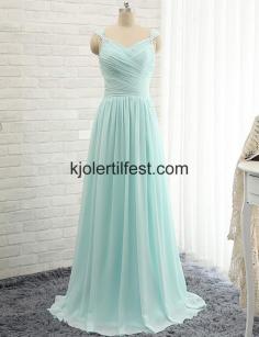 Kjæreste Stropper Lange Chiffon Mint Brudepikekjoler