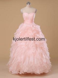 Rosa Lange Skoleball Organza Quinceanera Kjoler